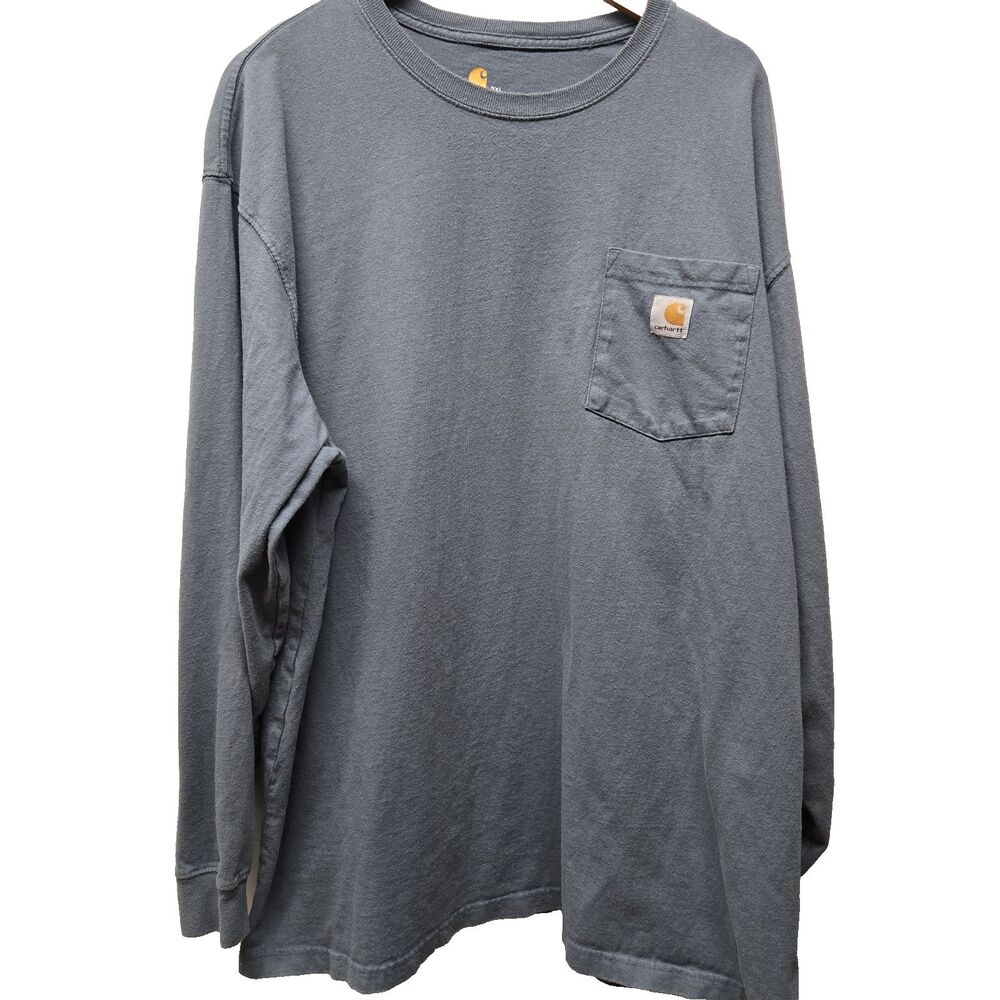 Carhartt Men's Original Fit Long Sleeve Pocket T Shirt Dark Blue 2XL